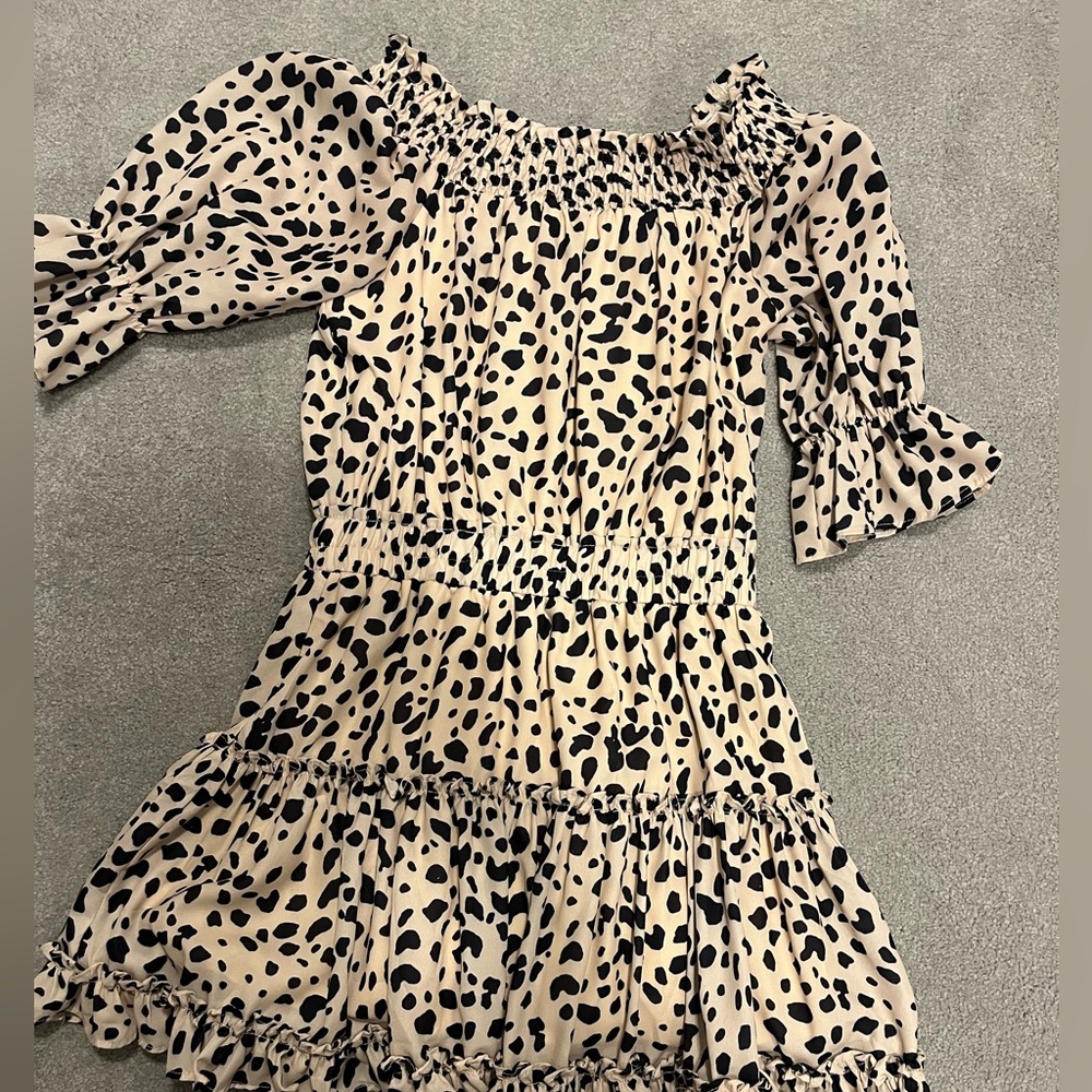 Off the shoulder animal print dress